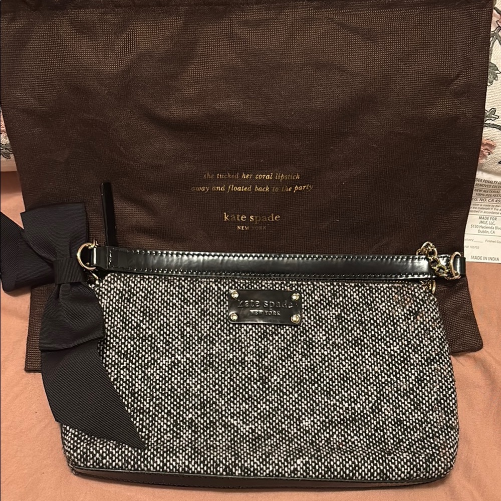 New Kate Spade Black and White Clutch